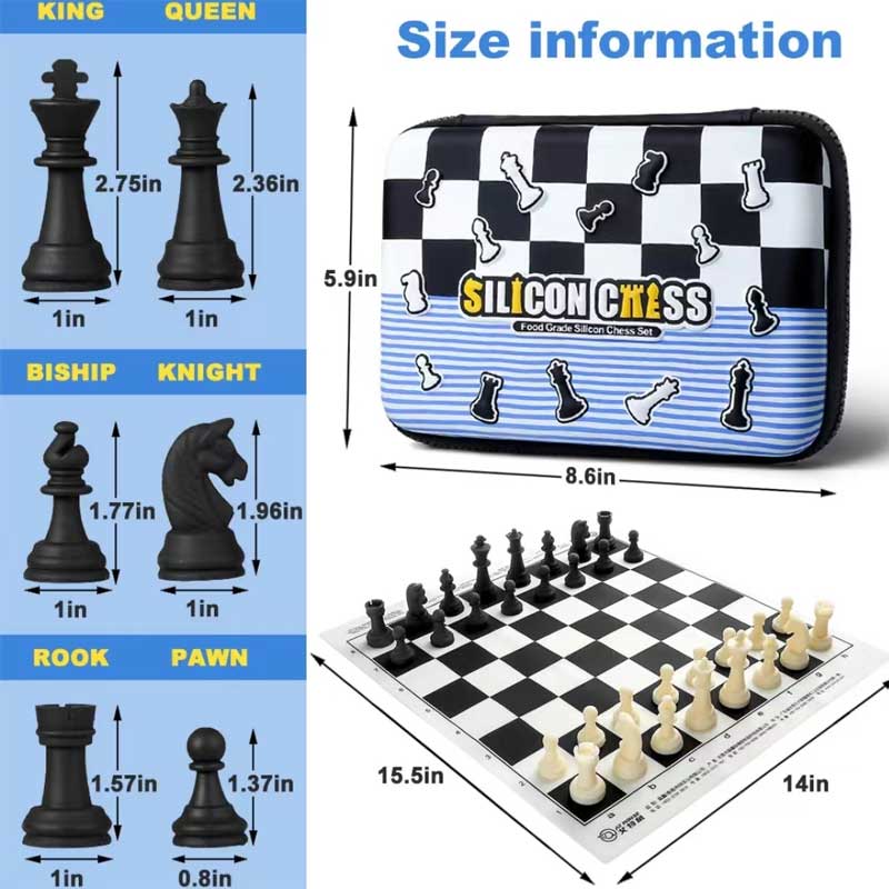 Silicon șah Jucării educaționale Joc de șah din silicon și piese set de piese