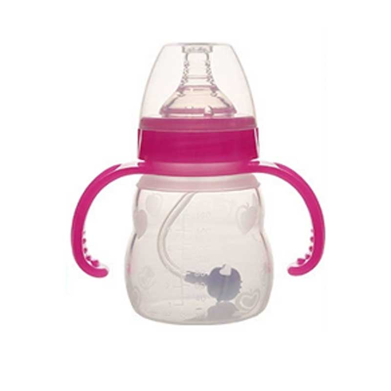 Sticlă de înaltă calitate BPA Silicon pentru bebeluși Calibe larg cu mâner anti-cădere anti-flatulență produse portabile pentru bebeluși BPA gratuit