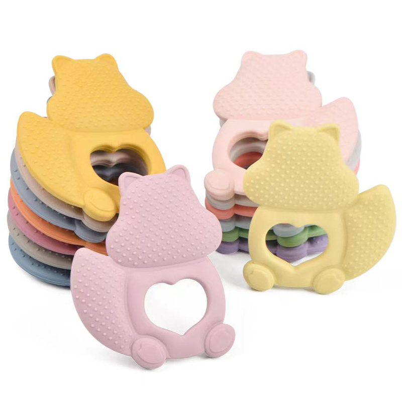 Veveriță desen animat bpanounou bebeluș teether silicon baby mestecat jucărie teether moale de mestecat jucărie pentru bebeluș